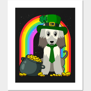 Afghan Hound Rainbow Irish Clover St Patrick Day Dog Gift design Posters and Art